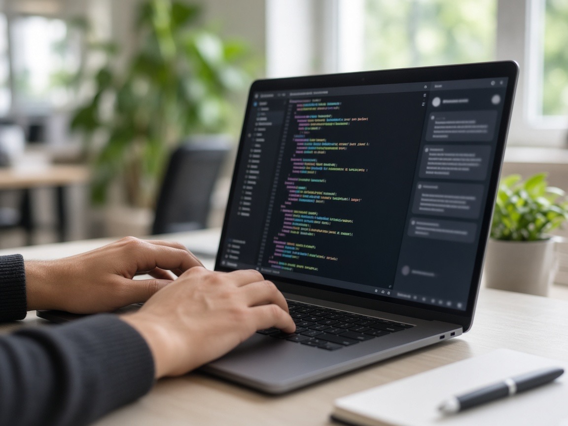 Developer working with a coding assistant